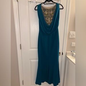 Marchesa Teal Maxi Dress